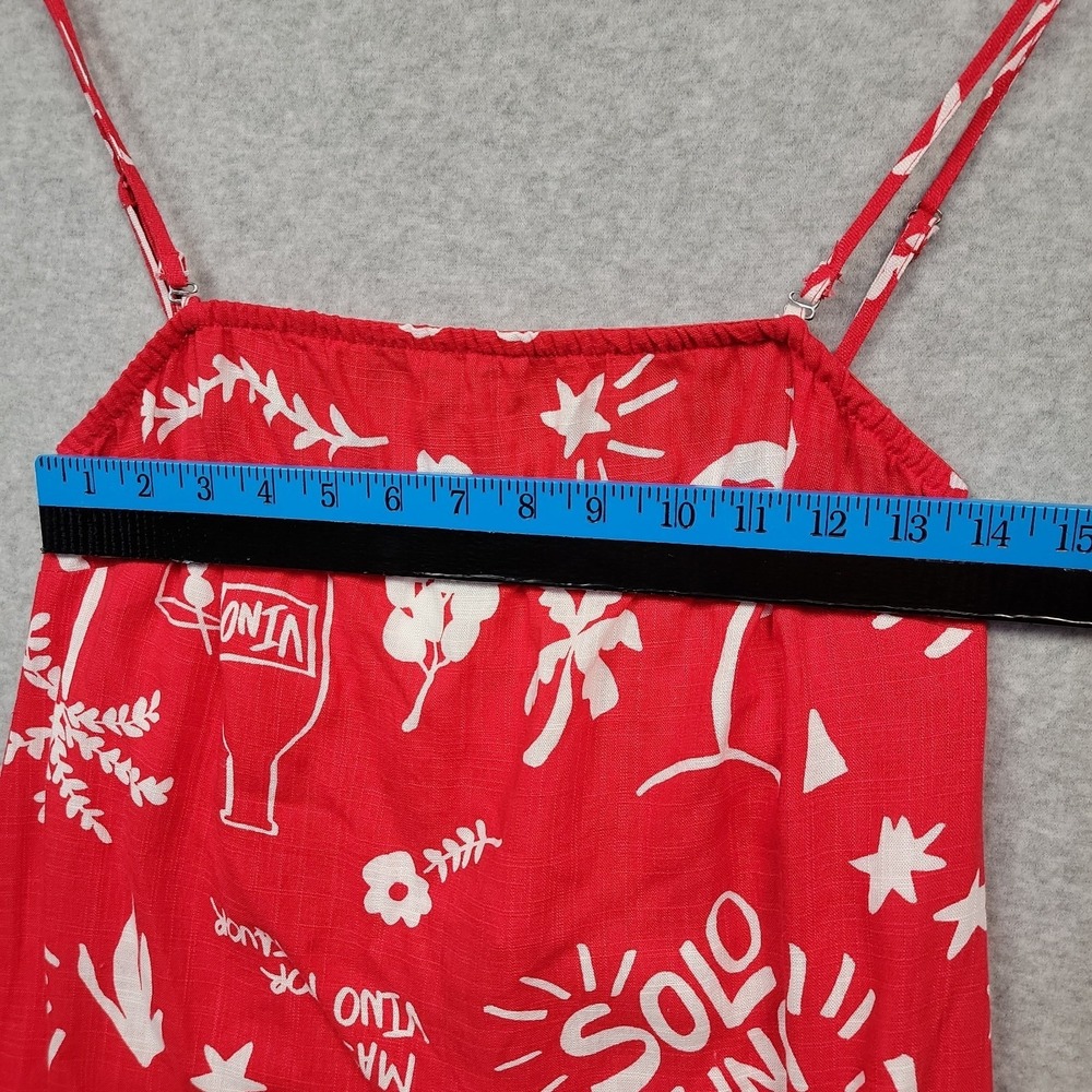 NEW Paper Heart Anthropologie Linen Strappy Maxi Dress M Fuego Red Beachy Resort - Picture 8 of 15